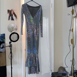 Sequin jumpsuit with flared leg